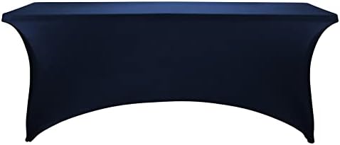 FORLIFE Spandex Table Covers，Fitted Tablecloth for Rectangular Tables, Stretch Patio Table Covers, Universal Spandex Table Cover for Wedding, Banquet, Party (6ft, Navy)