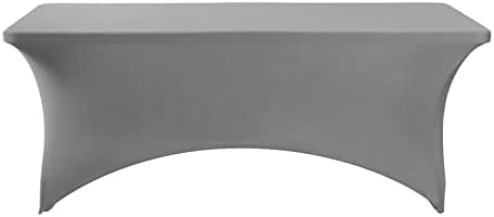 FORLIFE 2Pack Spandex Table Covers，Fitted Tablecloth for Rectangular Tables, Stretch Patio Table Covers, Universal Spandex Table Cover for Wedding, Banquet, Party (6ft, Gray)