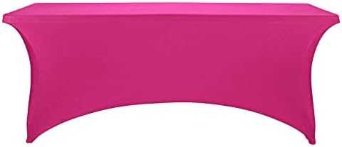 FORLIFE 2Pack Spandex Table Covers，Fitted Tablecloth for Rectangular Tables, Stretch Patio Table Covers, Universal Spandex Table Cover for Wedding, Banquet, Party (6ft, Fuchsia)