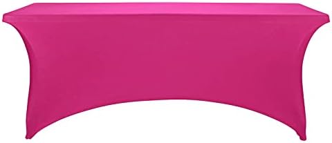 FORLIFE Spandex Table Cover - Fitted 6ft Rectangular Tablecloth, Stretch Patio Table Cover for Wedding, Banquet, Party (Fuchsia)