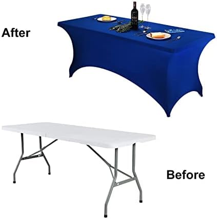 FORLIFE 4Pack Spandex Table Covers，Fitted Tablecloth for Rectangular Tables, Stretch Patio Table Covers, Universal Spandex Table Cover for Wedding, Banquet, Party (6ft, Royal)