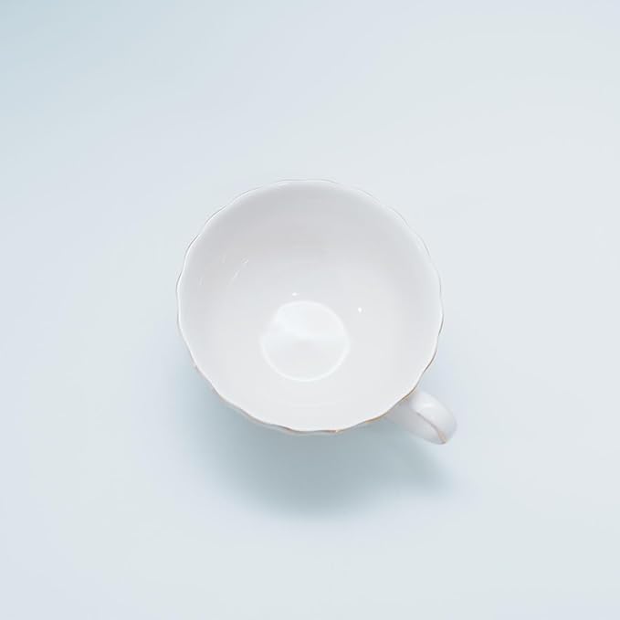Bone China Tea Cup and Saucer Set with Spoon，Elegant Floral Tea Cup Set (7 oz)，British Coffee Latte Mug for Mother's Day Gifts
