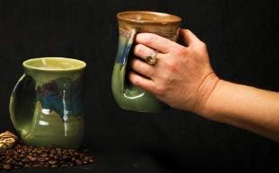 Clay in Motion Hand Warmer Coffee Mug – Handmade Coffee Mug With Comfortable Handle Contoured Pocket Hand Warming Ceramic Coffee Mug – Proudly Made in USA – Left Handed – 14 Oz - Island Oasis
