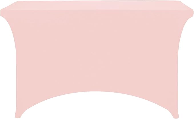 FORLIFE 4Pack Spandex Table Covers，Fitted Tablecloth for Rectangular Tables, Stretch Patio Table Covers, Universal Spandex Table Cover for Wedding, Banquet, Party (4ft, BlushPink)