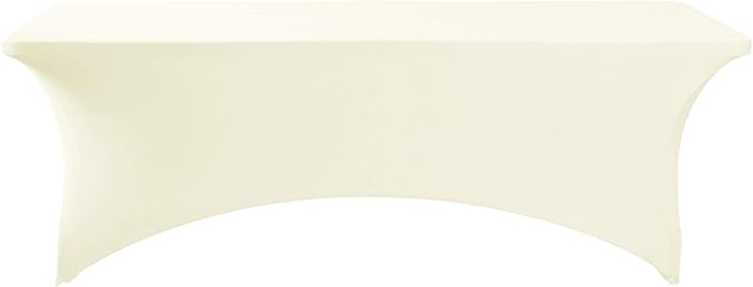 FORLIFE 4Pack Spandex Table Covers，Fitted Tablecloth for Rectangular Tables, Stretch Patio Table Covers, Universal Spandex Table Cover for Wedding, Banquet, Party (8ft, Ivory)