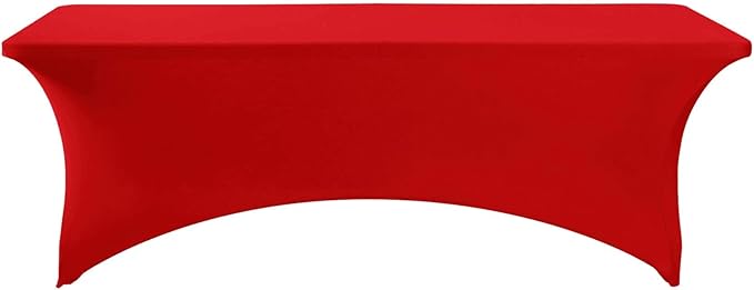 FORLIFE Spandex Table Covers - Fitted 8ft Rectangular Tablecloth, Stretch Patio Table Cover for Wedding, Banquet, Party (Red)