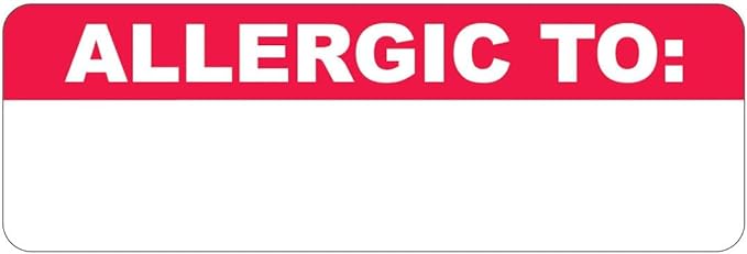 Allergy Alert Label for Charting Allergic to Medical Stickers 3” x 1” Red White Doctor Stuff Permanent Adhesive 250 Stickers/Box