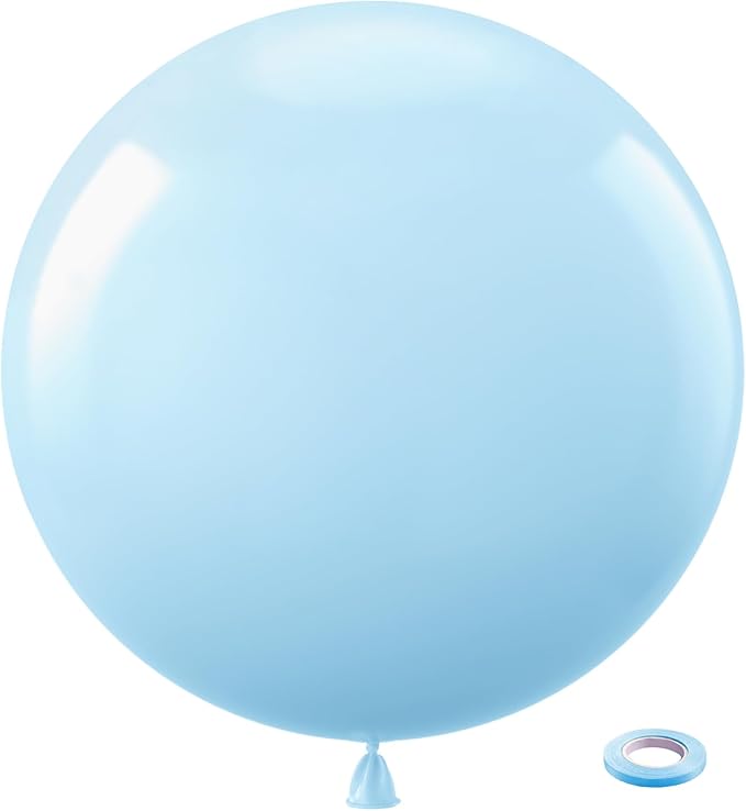 Bezente Pastel Blue Latex Party Balloons - 8 Pack 36 inch Round Helium Light Blue Bridal Blue Balloons for Boys Girls Birthday Bridal Shower Gender Reveal Wedding Anniversary Party Decorations