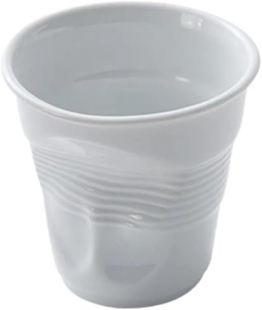 Unique Ceramic Mug Inspired by Crumpled Paper Cup Design，Artistic & Irregular Shape, Perfect for Coffee, Tea, and Hot Beverages，Ideal for Home, Office (White, Small)