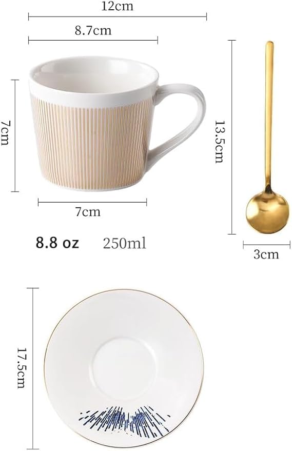 Tea Cups and Saucers, Mirror Cups and Saucers TeaCup Set 10oz (horse) Reflection Mirror Cup Luxury Porcelain Teacup Saucer for Coffee Milks Wedding Party Afternoon Tea (Dynamic)