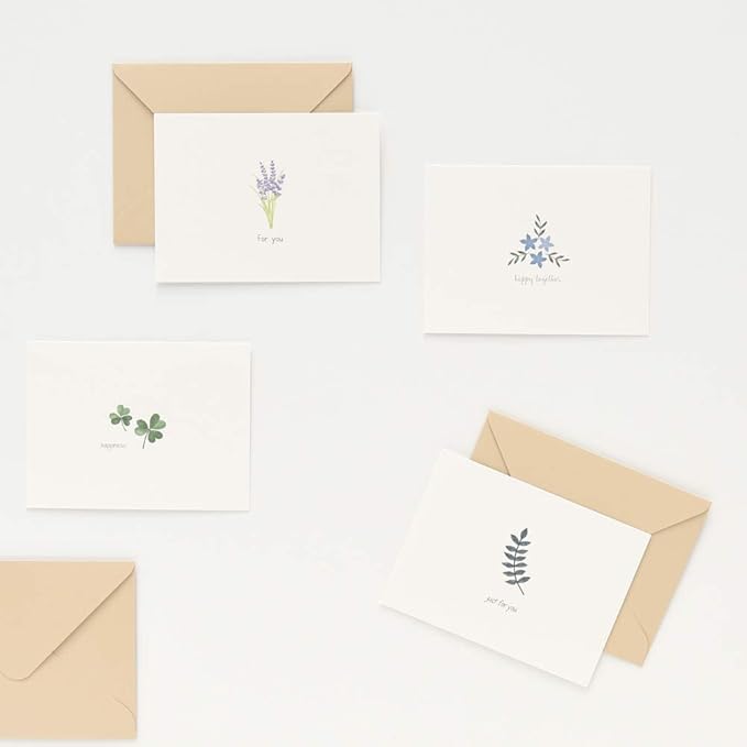 Monolike Message Little Garden Card - Mix 40 Mini Single cards, 20 envelopes Package