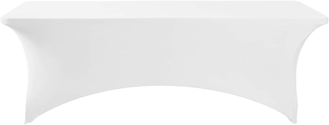 FORLIFE 6Pack Spandex Table Covers 8ft，Fitted Tablecloth for 8ft Rectangular Tables, Stretch Patio Table Covers, Universal Spandex Table Cover for Wedding, Banquet, Party - White