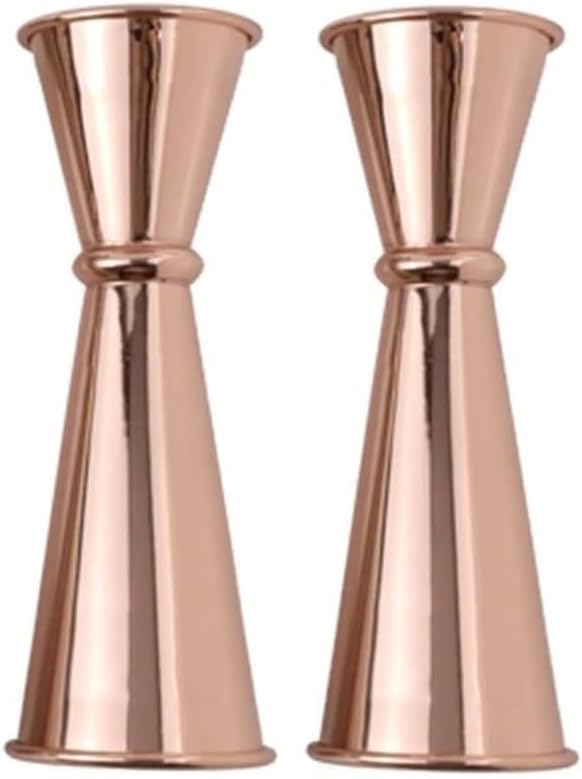 2-Piece Dual-Sided Bartending Jigger Set - 1oz & 2oz Measured Markings, 304 Stainless Steel, Food-Grade Cocktail Measuring Tool for Professional & Home Bars (Rose Gold)