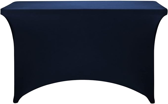 FORLIFE 2Pack Spandex Table Covers，Fitted Tablecloth for Rectangular Tables, Stretch Patio Table Covers, Universal Spandex Table Cover for Wedding, Banquet, Party (4ft, Navy)