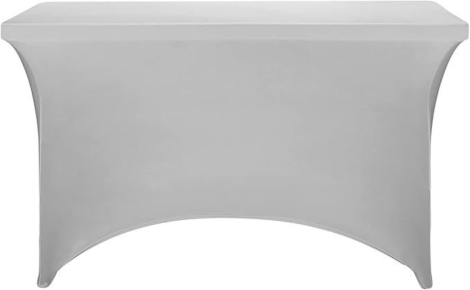 FORLIFE Spandex Table Covers，Fitted Tablecloth for Rectangular Tables, Stretch Patio Table Covers, Universal Spandex Table Cover for Wedding, Banquet, Party (4ft, Silver)