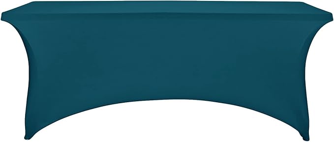 FORLIFE 2Pack Spandex Table Covers，Fitted Tablecloth for Rectangular Tables, Stretch Patio Table Covers, Universal Spandex Table Cover for Wedding, Banquet, Party (6ft, Peacock)