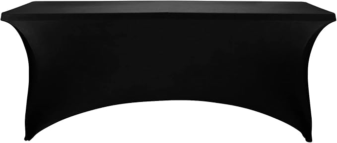 FORLIFE Spandex Table Covers - Fitted Tablecloth for 6ft Rectangular Tables with Stretch Patio Design - Perfect for Weddings, Banquets, and Parties - Available in Black