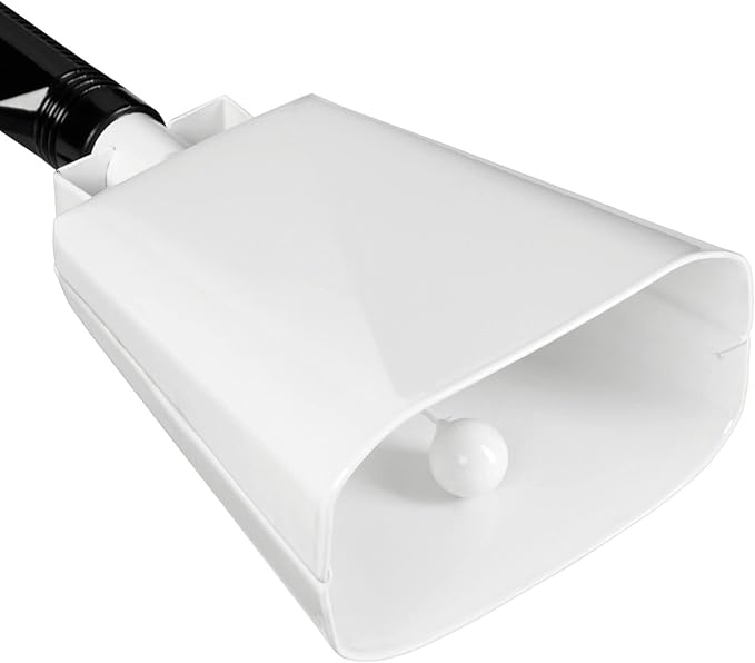 2 Pack 9-inch Cowbells for Sporting Events, Percussion Noise Makers with Handle for Football Games, Stadiums (White)