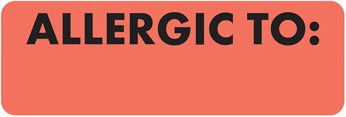 Allergic to Chart Label 3” x 1” Fluorescent Red Black Doctor Stuff Permanent Adhesive 250 Stickers/Box for Patient Allergy Alerts