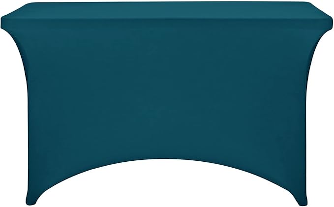 FORLIFE 4Pack Spandex Table Covers 4ft，Fitted Tablecloth for 4ft Rectangular Tables, Stretch Patio Table Covers, Universal Spandex Table Cover for Wedding, Banquet, Party (6ft, Peacock)