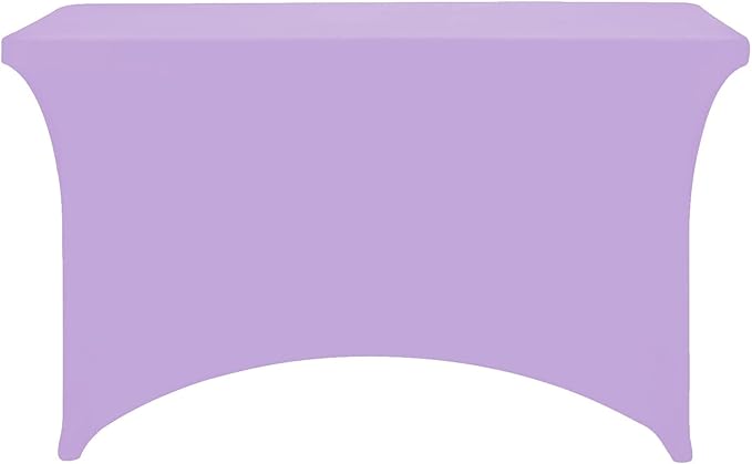 FORLIFE Spandex Table Covers - Fitted 4ft Rectangular Tablecloth, Stretch Patio Table Cover for Wedding, Banquet, Party - Lavender