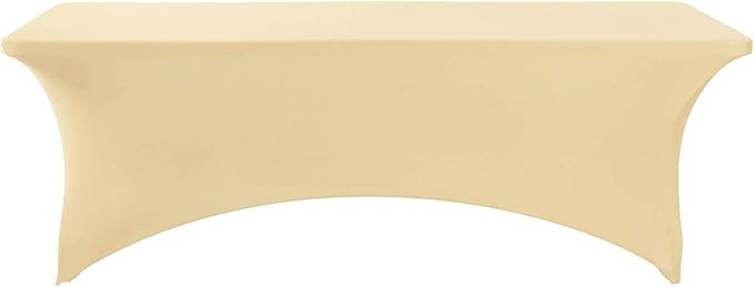 FORLIFE 2Pack Spandex Table Covers，Fitted Tablecloth for Rectangular Tables, Stretch Patio Table Covers, Universal Spandex Table Cover for Wedding, Banquet, Party (8ft, Champagne)
