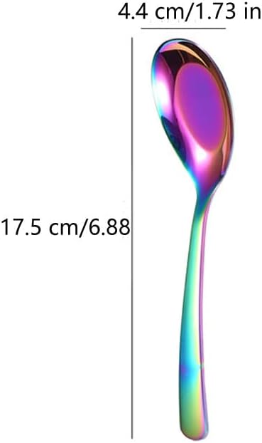 5 PCS Stainless Steel Mirror Finish Soup & Dessert Spoons for Soup, Rice, Tea, Milk, Coffee & Dessert (Multicolor)