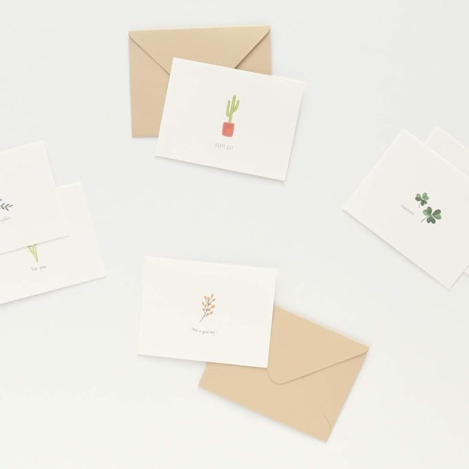 Monolike Message Little Garden Card - Mix 40 Mini Single cards, 20 envelopes Package