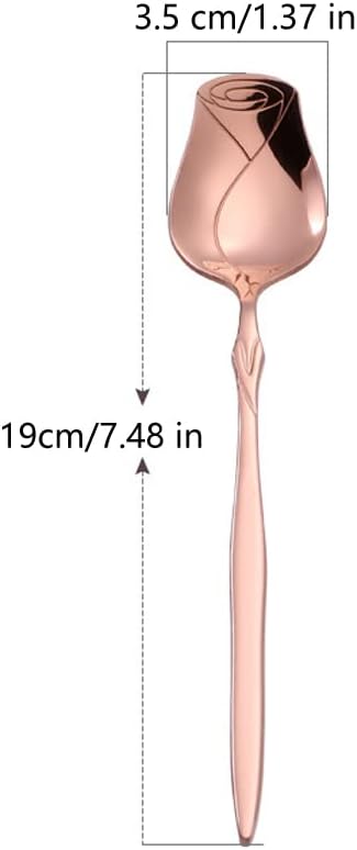 Stainless Steel Spoon Set - 5 Pack, Rose Flower & Dessert Spoons, Cute (Colorful)