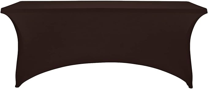 FORLIFE Spandex Table Cover - Fitted 6ft Rectangular Tablecloth, Stretch Patio Cover, Universal for Wedding, Banquet, Party (Chocolate)