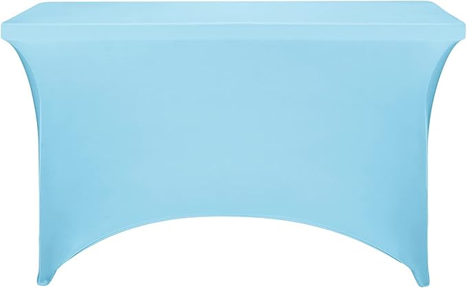 FORLIFE Spandex Table Covers - Fitted 4ft Tablecloth, Universal Stretch Patio Table Cover for Wedding, Banquet, Party, Bluemist