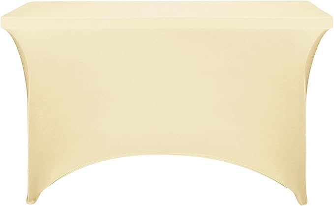 FORLIFE Spandex Table Covers，Fitted Tablecloth for Rectangular Tables, Stretch Patio Table Covers, Universal Spandex Table Cover for Wedding, Banquet, Party (4ft, Champagne)