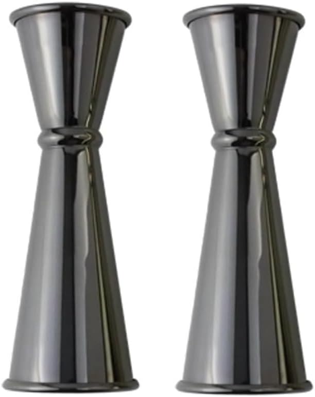 2-Piece Dual-Sided Bartending Jigger Set - 1oz & 2oz Measured Markings, 304 Stainless Steel, Food-Grade Cocktail Measuring Tool for Professional & Home Bars (Black)