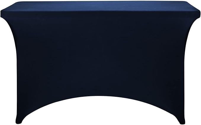 FORLIFE Spandex Table Covers，Fitted Tablecloth for Rectangular Tables, Stretch Patio Table Covers, Universal Spandex Table Cover for Wedding, Banquet, Party (4ft, Navy)