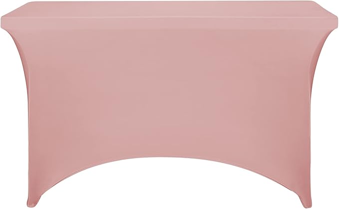 FORLIFE Spandex Table Covers，Fitted Tablecloth for Rectangular Tables, Stretch Patio Table Covers, Universal Spandex Table Cover for Wedding, Banquet, Party (4ft, Dusty Pink)
