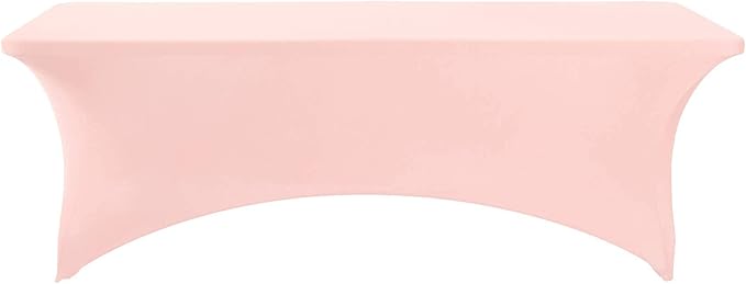 FORLIFE 2Pack Spandex Table Covers，Fitted Tablecloth for Rectangular Tables, Stretch Patio Table Covers, Universal Spandex Table Cover for Wedding, Banquet, Party (8ft, Blush Pink)