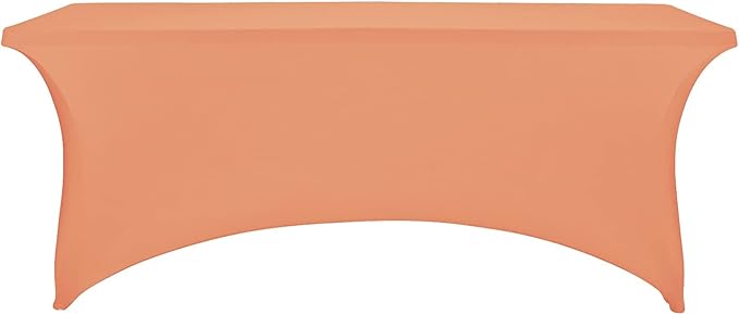 FORLIFE Spandex Table Cover - Fitted 6ft Rectangular Tablecloth, Stretch Patio Cover, Universal for Wedding, Banquet, Party (Peach)