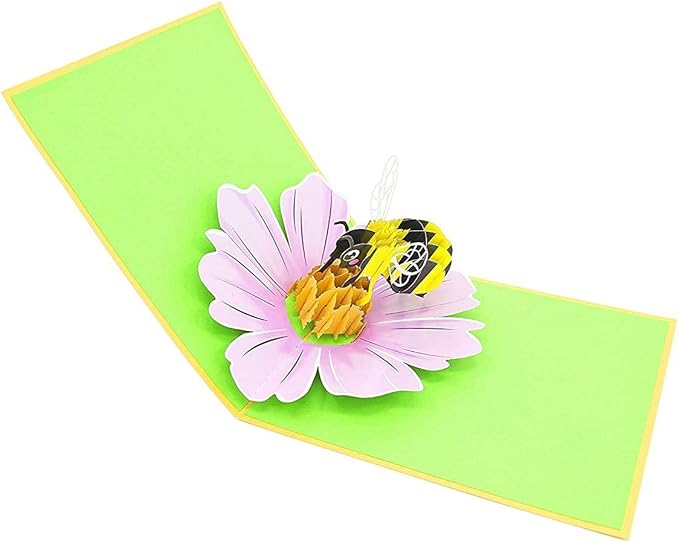 PopLife® Honey Bee 3D Pop Up Mother’s Day Card - Gardener’s Birthday, Happy Anniversary, Valentine's Day, Congratulations, Get Well Soon - for Wife, Mom, Grandma, Friend, Daughter, Sister