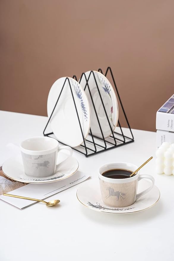 Mirror Cups and Saucers (Bird), Mirror Reflection coffee mug, Reflection Coffee Cup, Tea Cups and Saucers Sets for Women Wedding Party Afternoon Tea