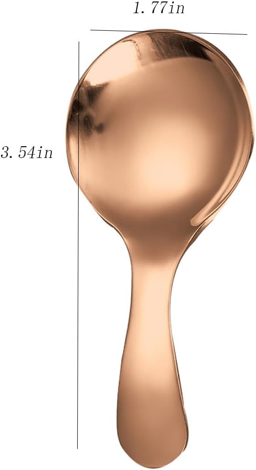 5 Pcs Stainless Steel Short Handle Thickened Small Round Spoons For Honey Candy Coffee Tea Salt Jam and Mustard - Ice Cream Dessert Spoon (A Multicolour)