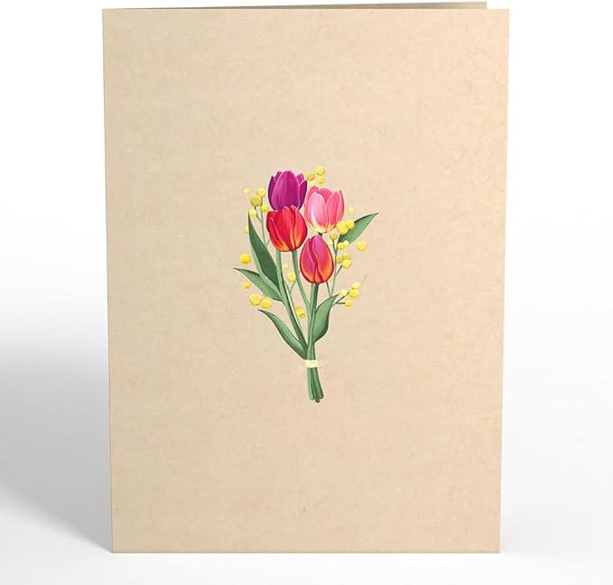 Lovepop Everyday Pop-Up Card for Her and Him - 3D Spring Greeting Cards for Boys, Girls, Men, Women - Cheerful Tulips - 5" x 7" Flower Card - Blank Note Card & Envelope Included