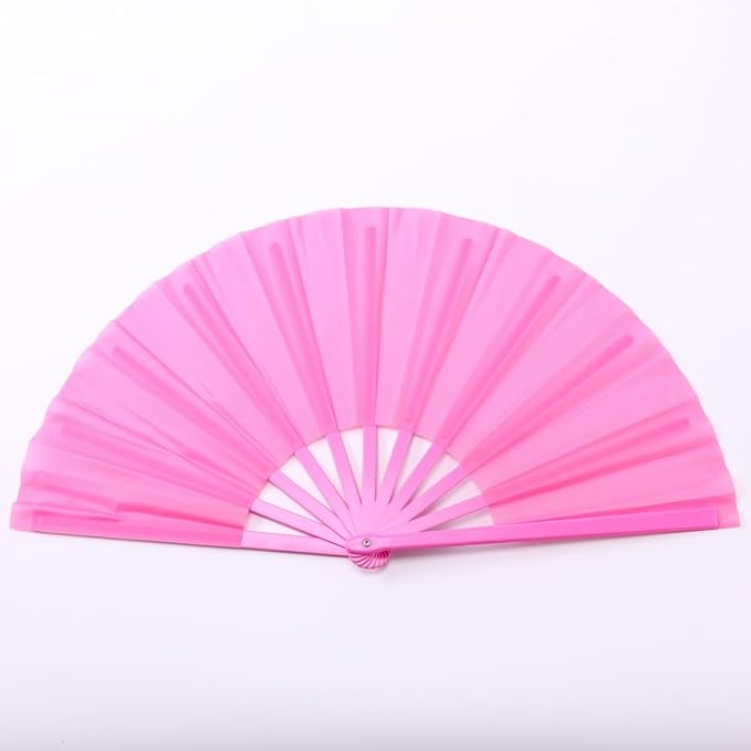 Plastic 13inch Large Rave Fan Popping Fan Clacking Fans for Line Dancing,Hand Fans for Women Foldable,Outdoor,Wedding,Party (Pink-4)