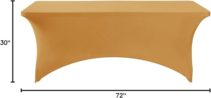 FORLIFE 4Pack Spandex Table Covers，Fitted Tablecloth for Rectangular Tables, Stretch Patio Table Covers, Universal Spandex Table Cover for Wedding, Banquet, Party (6ft, Gold)
