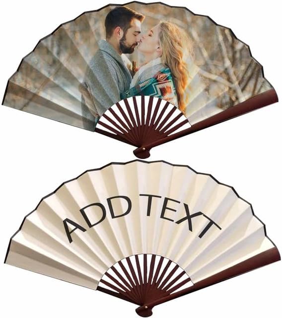 WERWAES Personalized Folding Fan with Custom Photo Hand Held Fans Foldable for Wedding Dancing Saloon Cosplay Party Props Decorative Folding Fans