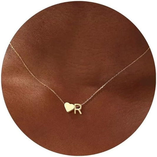 Turandoss Valentines Day Gifts for Kids Teen Girls - Dainty 18K Gold Plated Heart Initial A-Z Pendant Necklace Trendy Jewelry Heart Necklaces Birthday Valentines Day Gifts for Girlfriend Wife Women