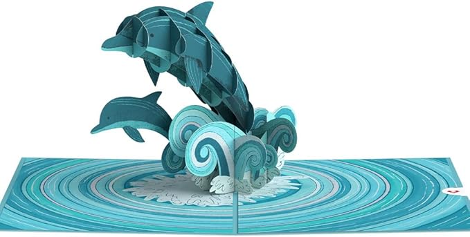 Lovepop Everyday Pop-Up Card for Her and Him - 3D Greeting Cards for Boys, Girls, Men, Women - Playful Dolphins - 5" x 7" Card - Blank Notecard and Envelope Included