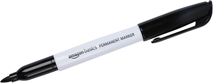 Amazon Basics Fine Tip Point Permanent Markers for Office, School, and Home Use, Black, 4 Pack