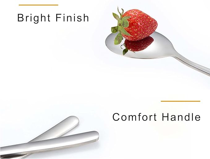 Large Soup Spoon Stainless Steel Dishwasher Safe Dinner Big Teaspoons with Round Edge 8 inches Tablespoons (4)