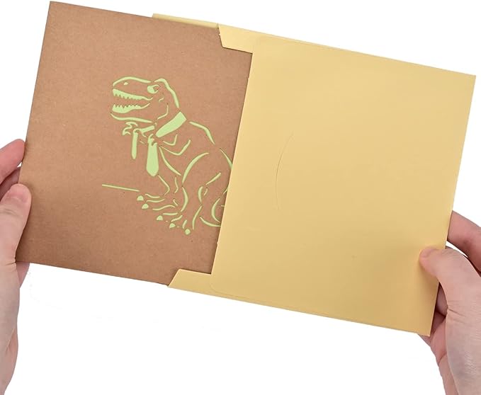 Pop Up Card with Dinosaur Design, Handmade 3D Popup Birthday Cards for Daughter, Son, Nephew, Niece, Kids on any Occasion