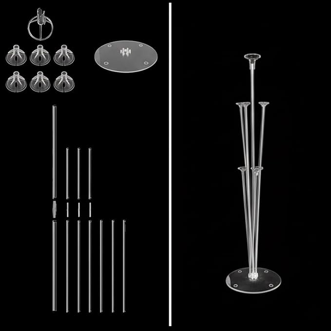6 Set Balloon Stand Table Centerpieces with LED Lights for Party Decor, Balloons Centerpieces for Table, Balloon Stand Kit for Graduation Decorations 2025, Weddings, Birthday Decoration (Pink & Blue)